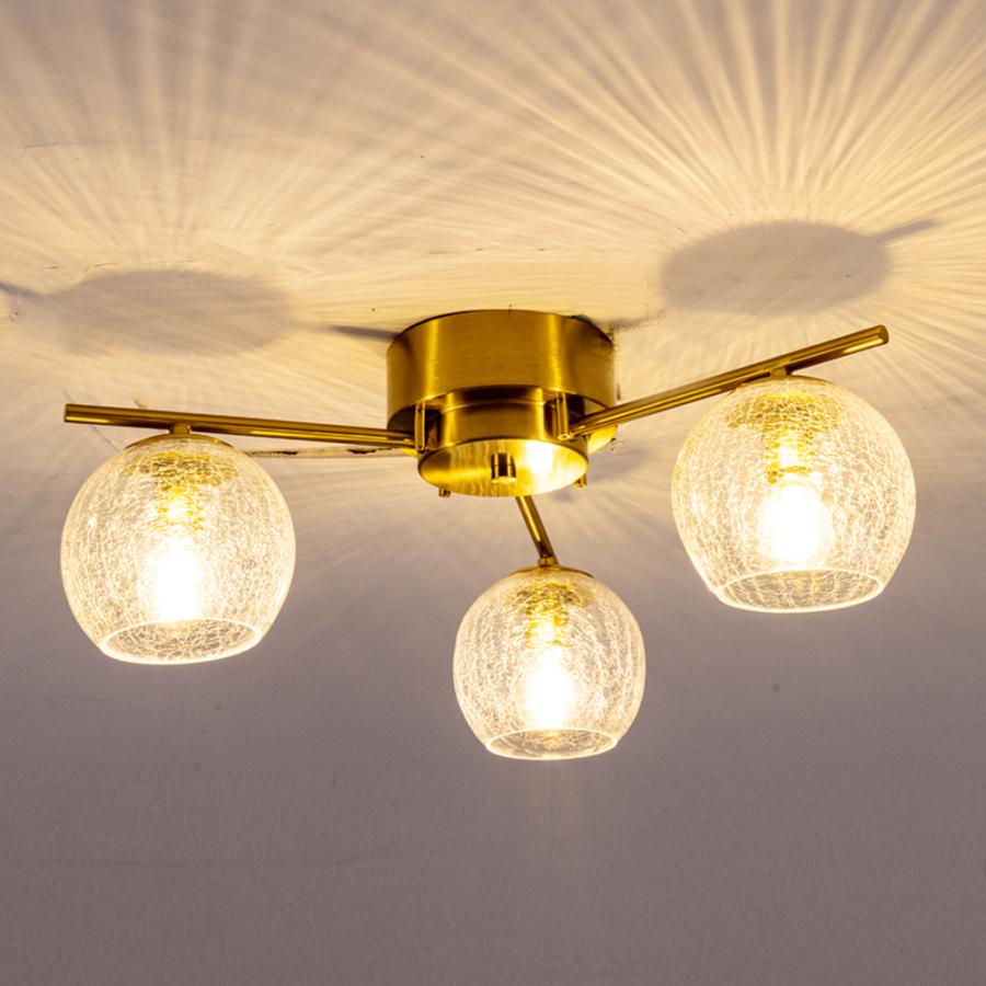 シーリングライト おしゃれ 3灯 LED 北欧 ガラス 真鍮 ゴールド