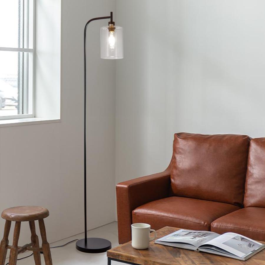 Chende フロアランプ ガラス おしゃれ ブラック 1灯 LED スタンド