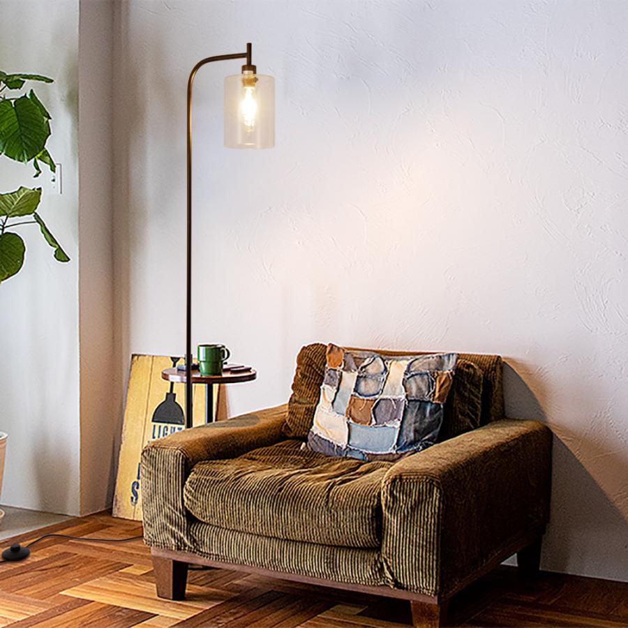 Chende フロアランプ ガラス おしゃれ ブラック 1灯 LED スタンド