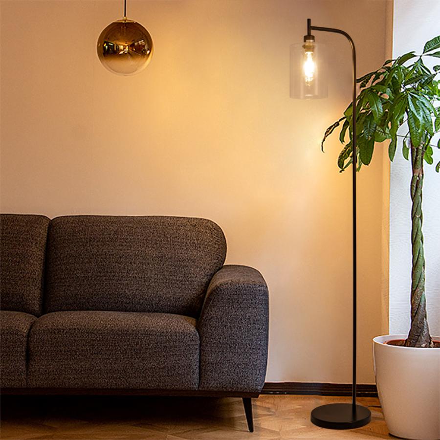 Chende フロアランプ ガラス おしゃれ ブラック 1灯 LED スタンド