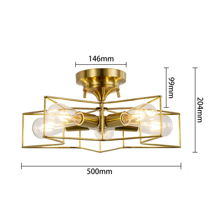 真鍮無垢の5灯ランプ
