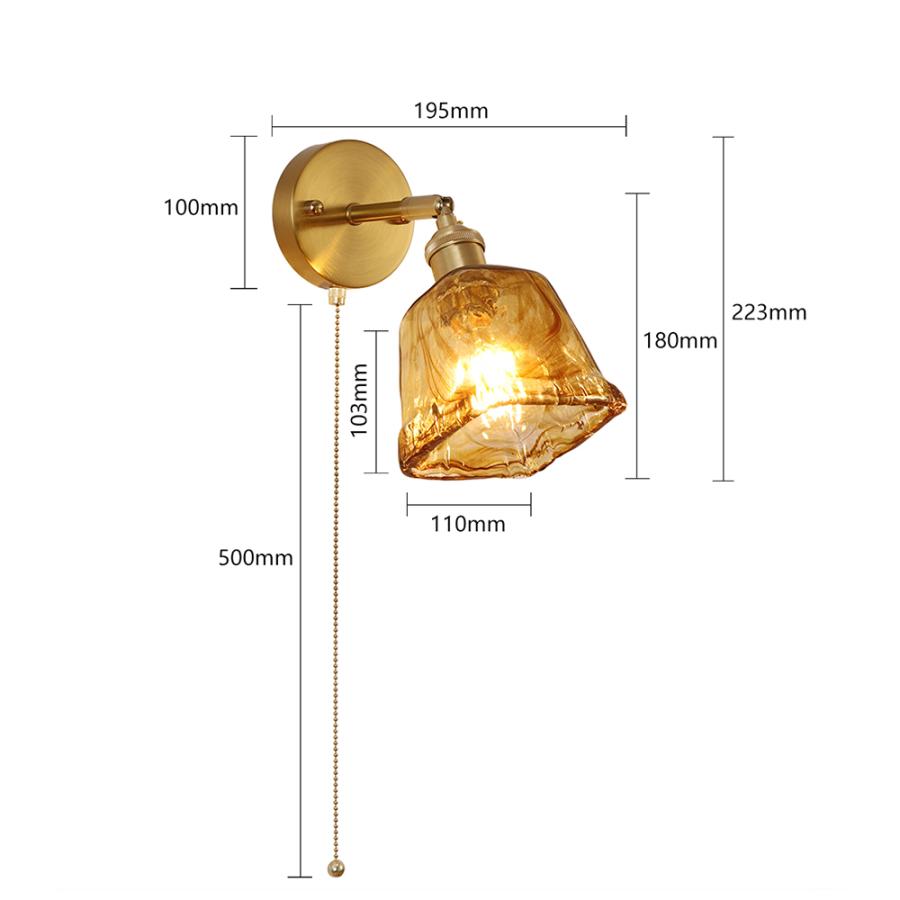 Chende公式店 ブラケットライト おしゃれ 1灯 真鍮 ガラス アンバー