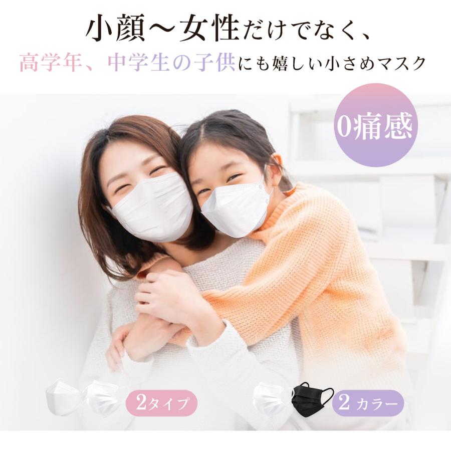 敏感肌ok!マスク 小さめ 不織布 カラー 黒 白 女性用 子供用 使い捨て 
