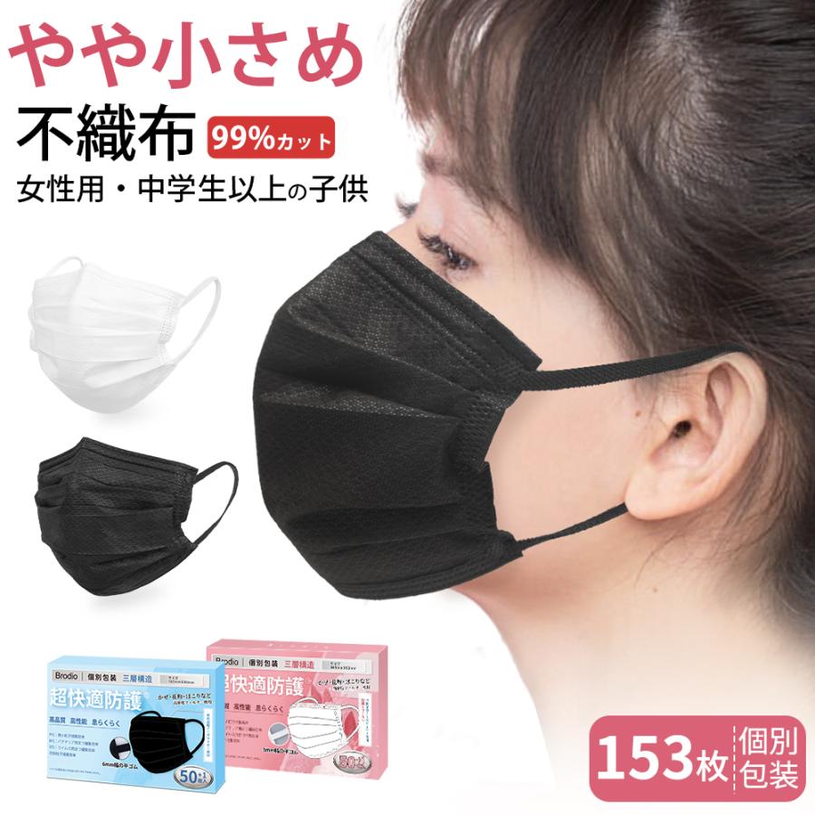 敏感肌ok！マスク 小さめ 立体 プリーツ 不織布 マスク カラー