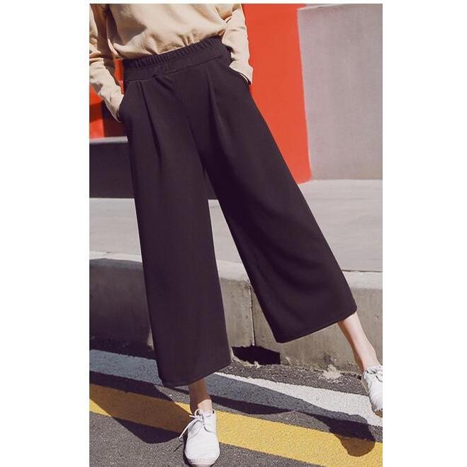 大人かわいい ガウチョ ワイドパンツ ブラック レディース 贈り物