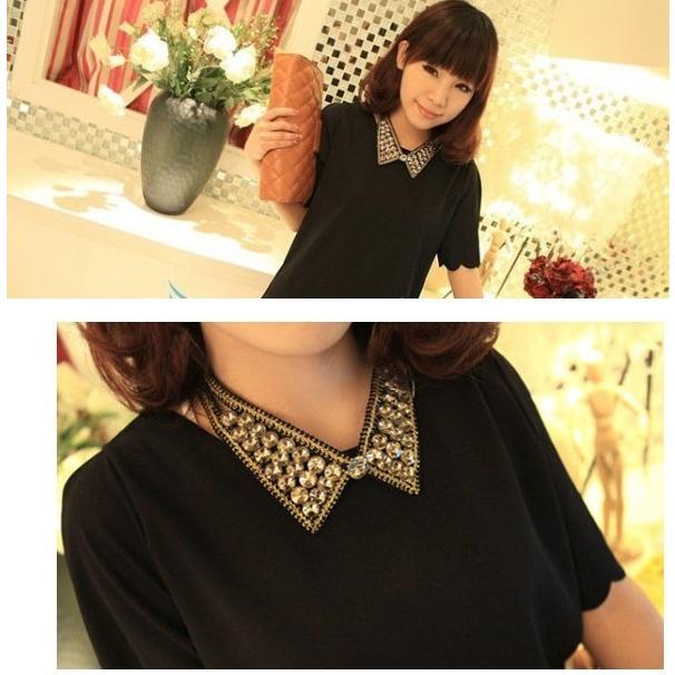 つけ襟 角襟 ビジュー キラキラ 衿 ブラウス : キンコウヤ - 通販