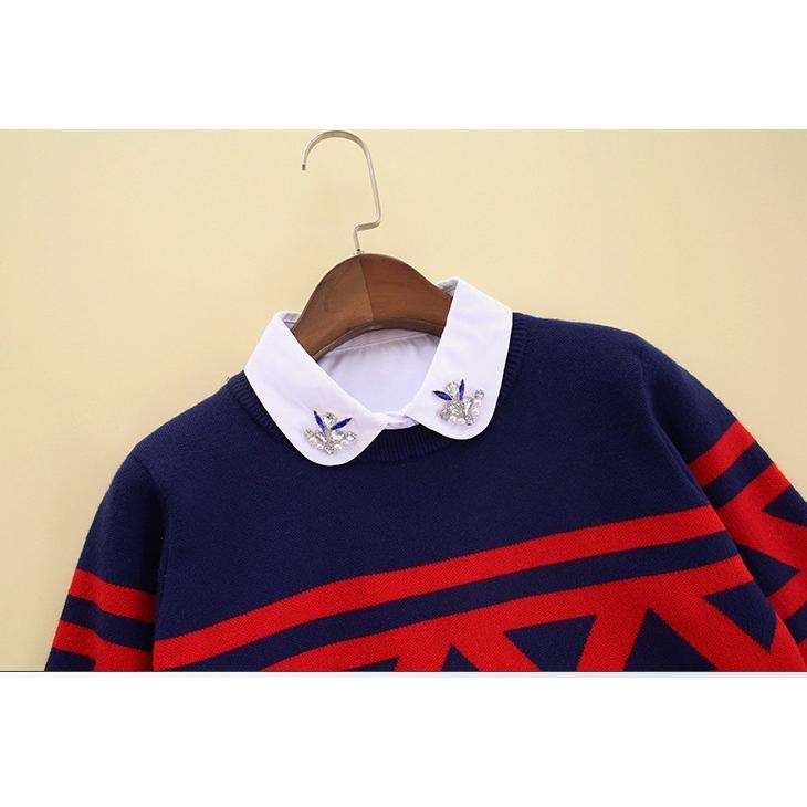 つけ襟 ビジュー キラキラ シャツ 角襟 衿 ブラウス ホワイト