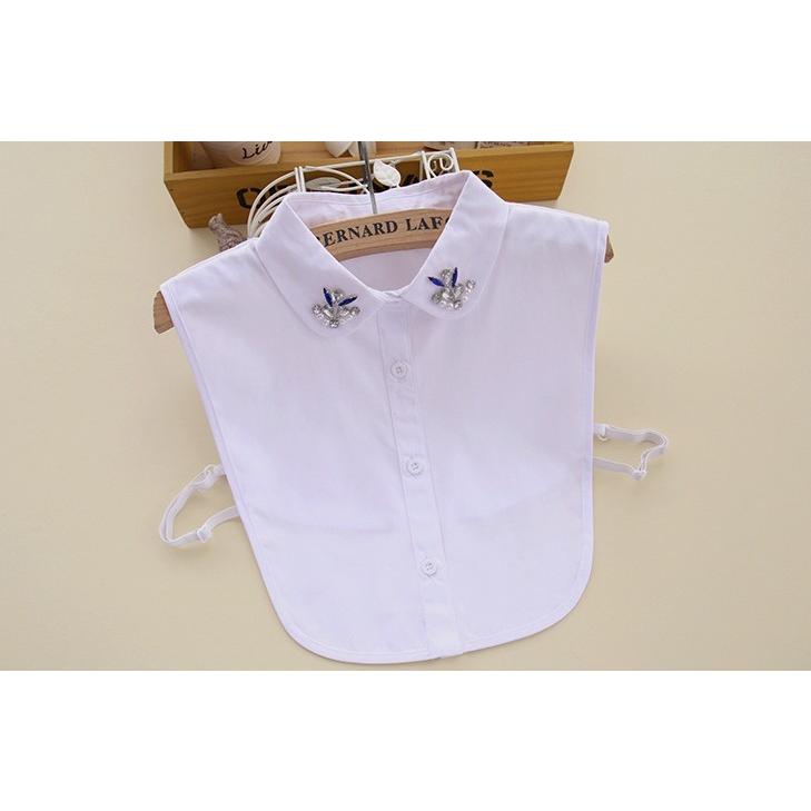 つけ襟 ビジュー キラキラ シャツ 角襟 衿 ブラウス ホワイト