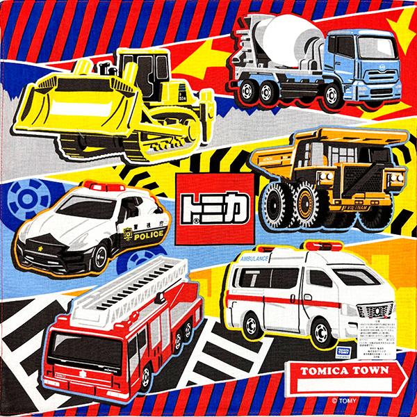 トミカ ハンカチ 3枚セット 子供 キャラクター 自動車 パトカー 工事