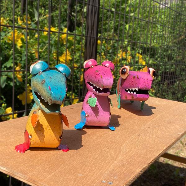 ブリキ ワニ カラー ピンク 置物 オブジェ かわいい ハンドメイド