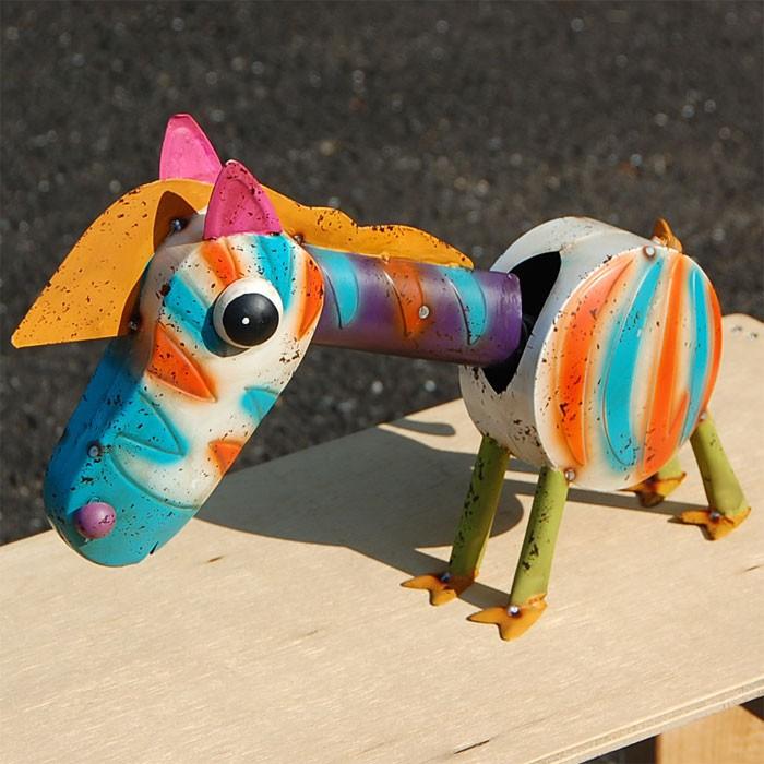 ブリキ 馬 ホース カラー ブルーLL 置物 ハンドメイド ガーデン