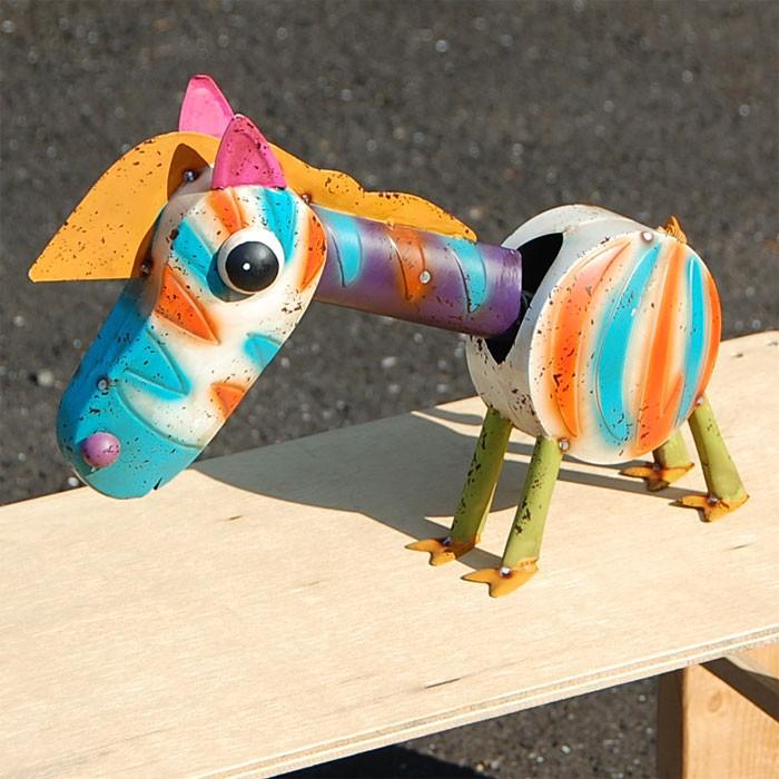 ブリキ 馬 ホース カラー ブルーLL 置物 ハンドメイド ガーデン