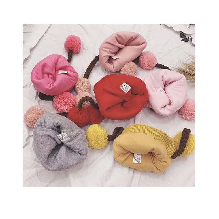 アミパリス　ニット帽　ベビーピンク ニット帽 ベビー用】 三つ編みがかわいいニット帽子 子供用