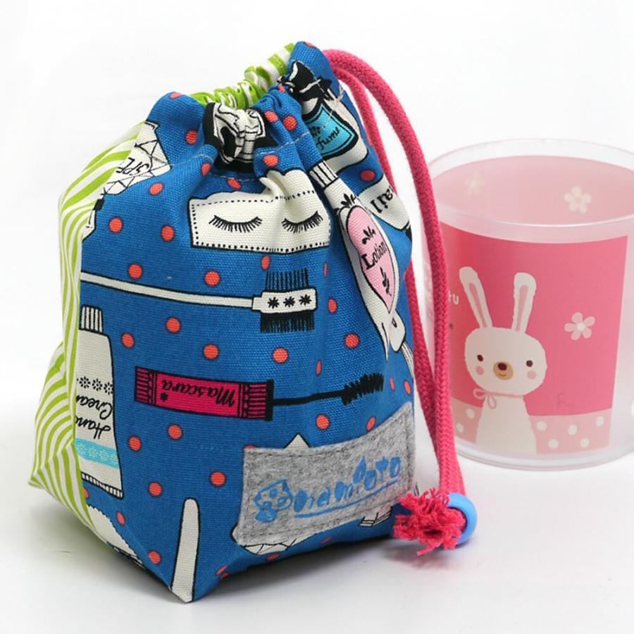 ハンドメイド コップ袋 巾着(小)namioto 日本製 メイクアップガール