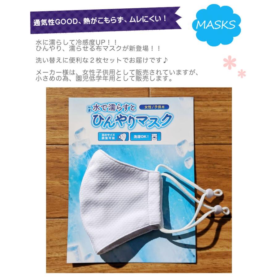濡らす 濡れマスク 気化熱 マスク 子供 2枚 ひんやり 冷感 園児 低学年