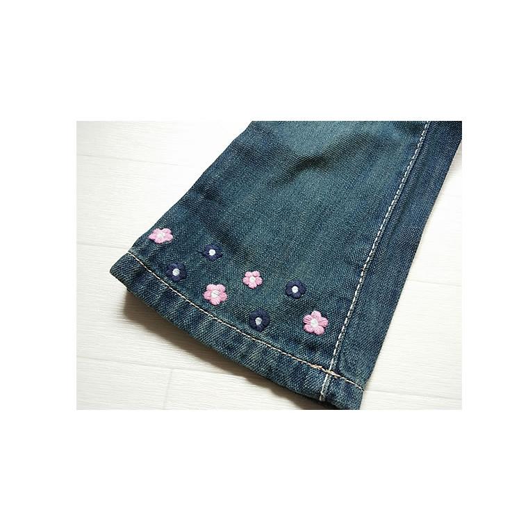 ジンボリー(Gymboree-11)お花の刺繍つきデニム。ジーンズ ボトムス 