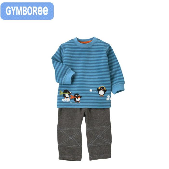 ジンボリー 正規品 Gymboree -2)ボーダー 長袖 トレーナー グレー 