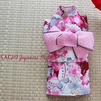 オーダーメイド犬服の夏用浴衣蝶さくらラメ金彩【夏ギフト