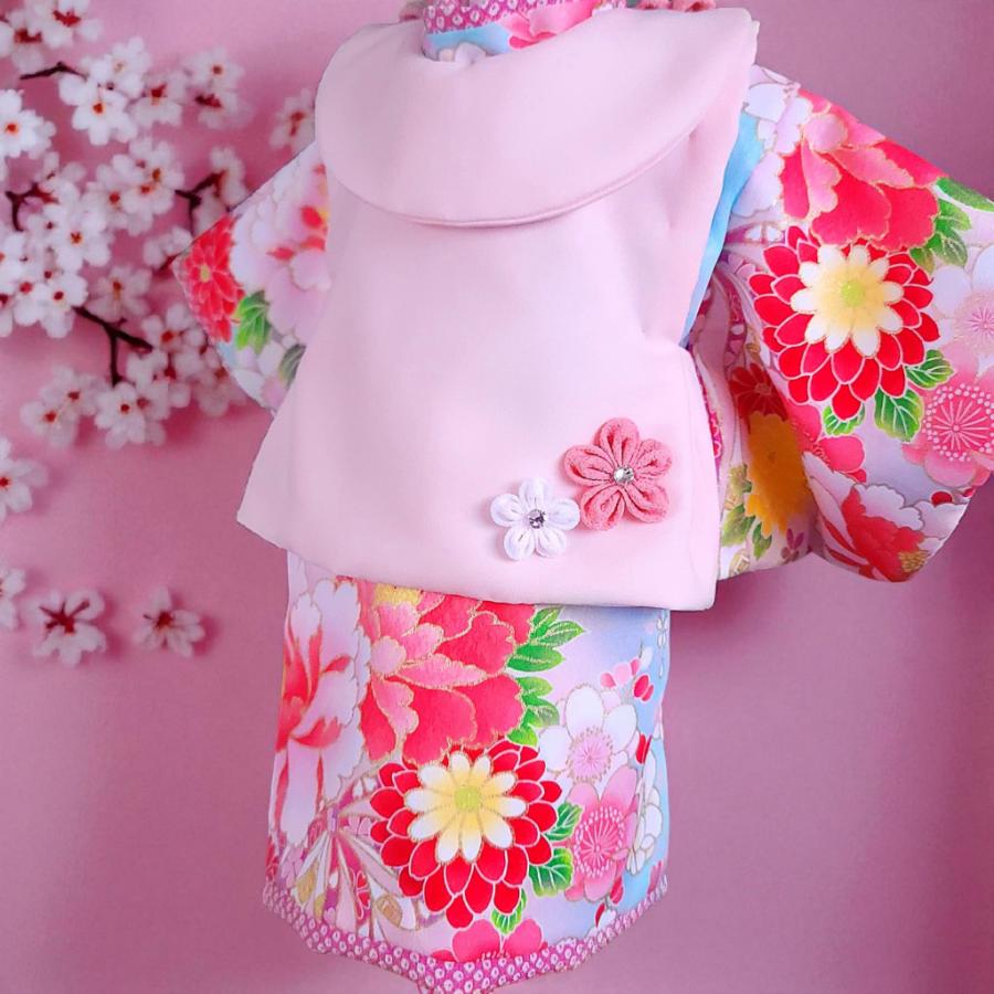 オーダーメイド犬服の着物ペットの着物ー被布コート花梨ピンク_9