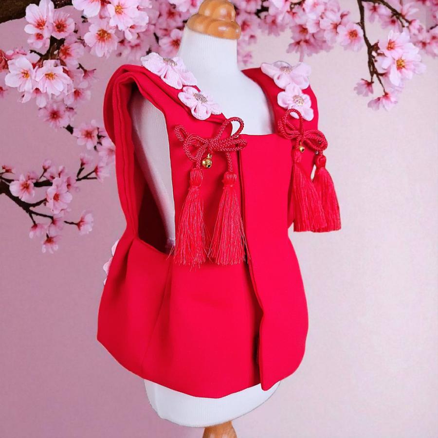 オーダーメイド犬服の着物ペットの着物ー被布コート花梨レッド |  | 04