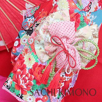 オーダーメイド犬服の着物花車絞り柄一越ちりめん着物レッド 28cm Mサイズ 首周り24 41cm