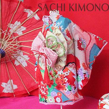 オーダーメイド犬服の着物花車絞り柄一越ちりめん着物レッド 28cm Mサイズ 首周り24 41cm