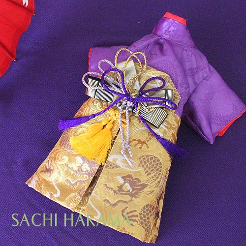 オーダーメイド犬の着物ー袴龍舞HAKAMA紫＆ブルー（帯電防止裏地付き