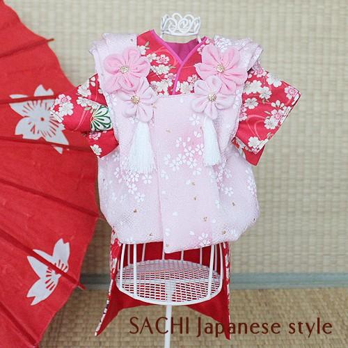 オーダーメイド犬服の着物被布コートちりめん桜ピンク