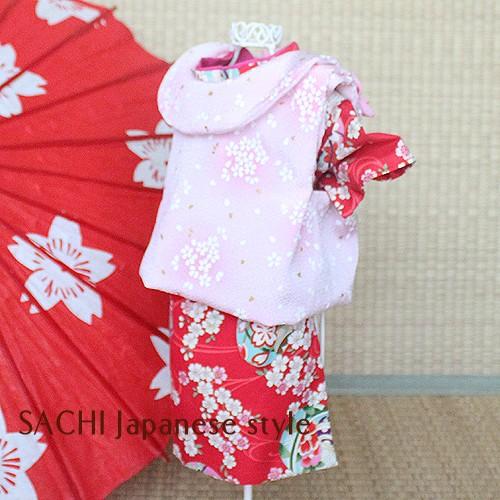 オーダーメイド犬服の着物被布コートちりめん桜ピンク : オーダー