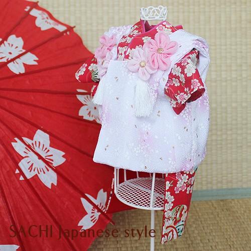 オーダーメイド犬服の着物被布コートちりめん桜ホワイト
