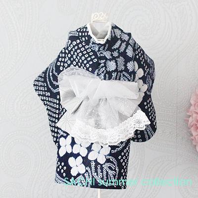 オーダーメイド犬服の総絞り浴衣アジサイ紫陽花【夏ギフト