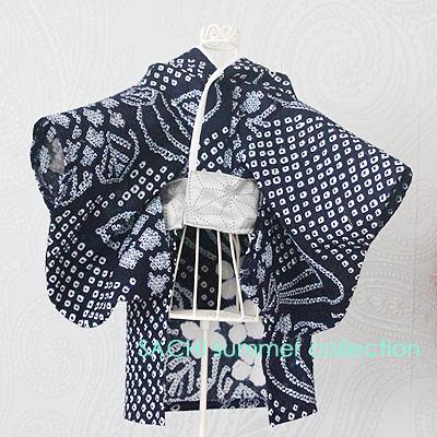 オーダーメイド犬服の総絞り浴衣アジサイ紫陽花【夏ギフト