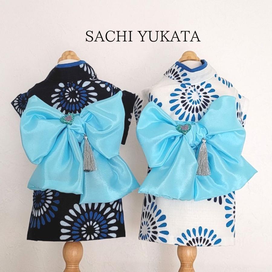 オーダーメイド犬服の浴衣花火2色（ホワイト・ネイビー）