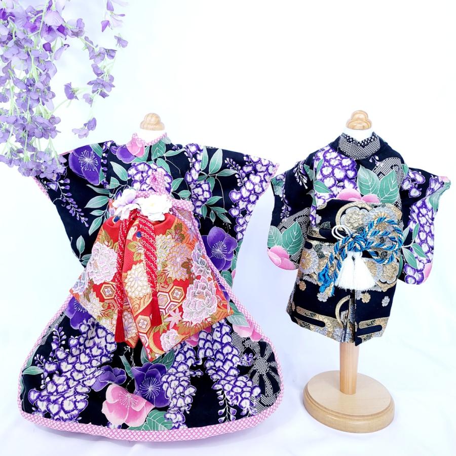 ゆう　わんちゃんの袴の着物　オーダー作成　２着 オーダーメイド犬の着物ー袴藤飛翔（帯電防止裏地付き） : オーダー