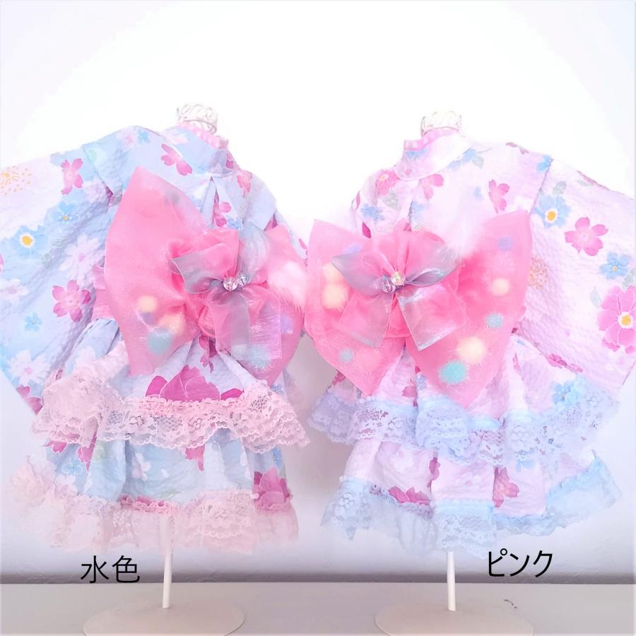 犬服ハンドメイド　洋服　浴衣　被布コート　❣️ここちゃん❣️ オーダーメイド犬服の着物被布コートちりめん桜ピンク