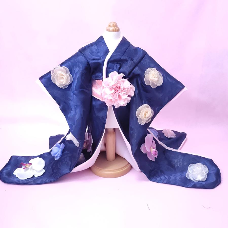 オーダーメイド数量限定犬服の着物大振袖ローズオーキッドー至極の美