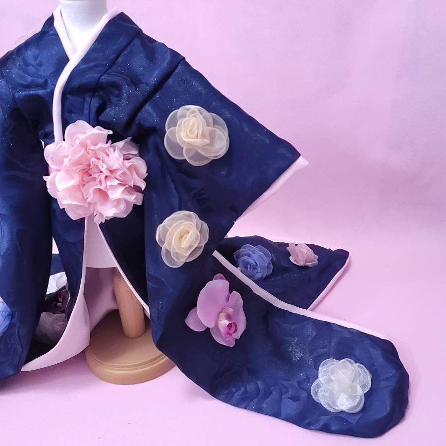 オーダーメイド数量限定犬服の着物大振袖ローズオーキッドー至極の美