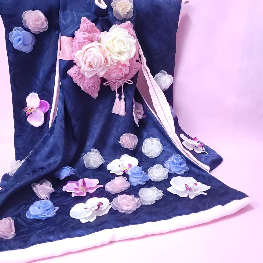 オーダーメイド数量限定犬服の着物大振袖ローズオーキッドー至極の美