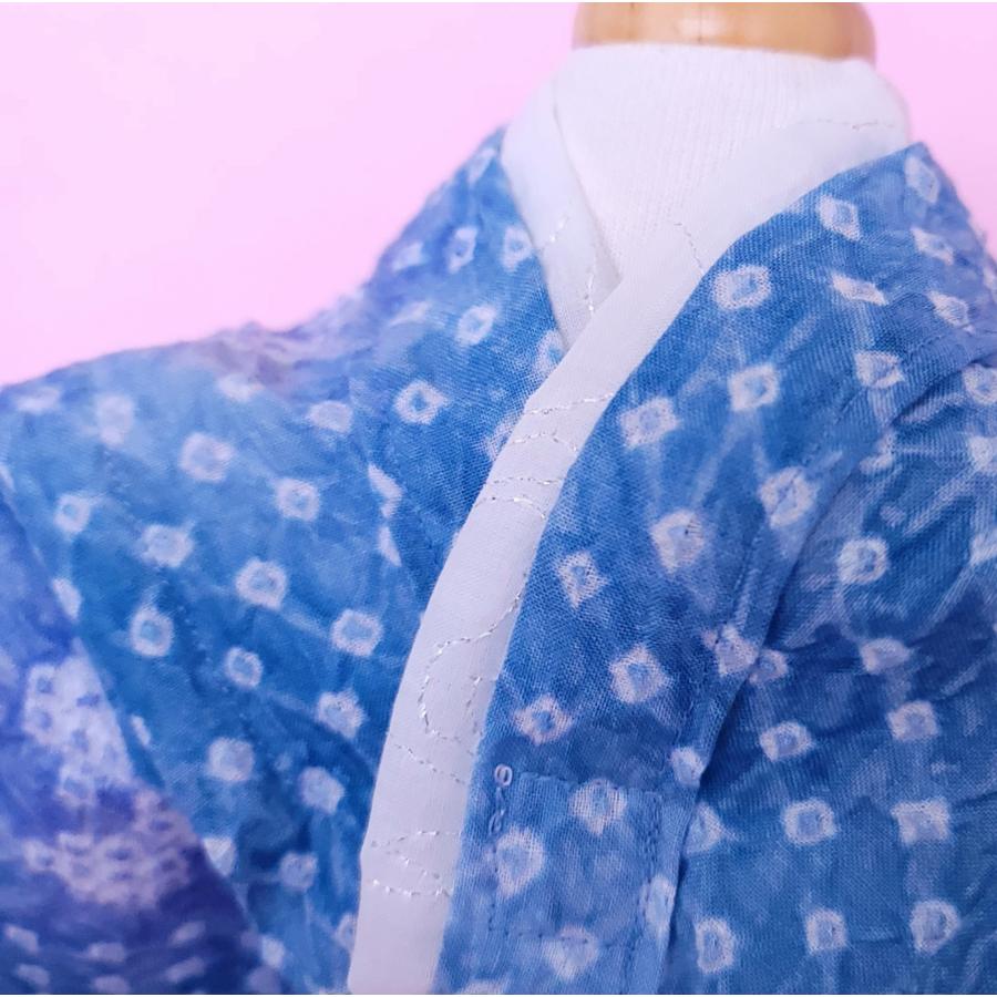 F2.pon2pan2現品☆犬有松絞り浴衣☆犬浴衣☆ひい様 オーダーメイド犬服【数量限定】犬の浴衣有松絞りー碧水へきすい