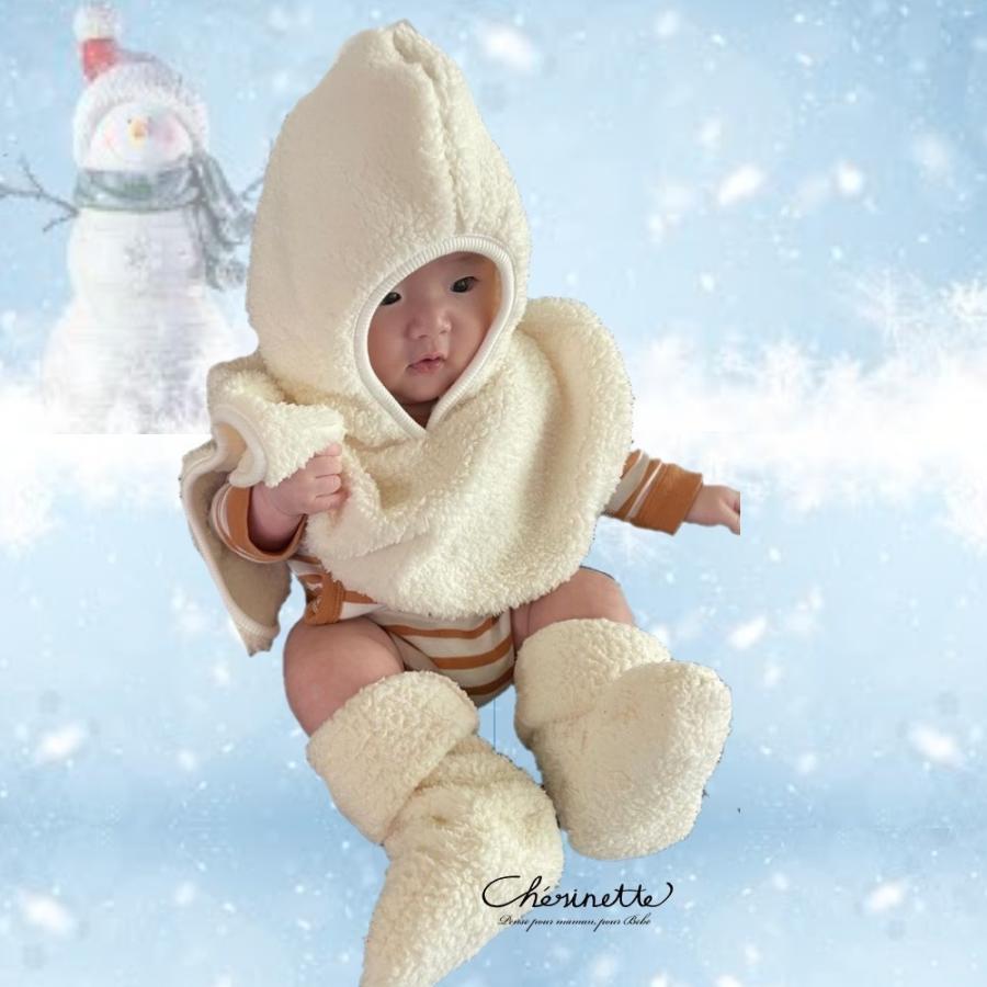 シェリネット留め具なしでかぶるタイプの防寒抱っこ紐ケープ 冬ベビーポンチョ モコモコふわふわ ベビーポンチョ ベビーアウター 激安 フリース素材