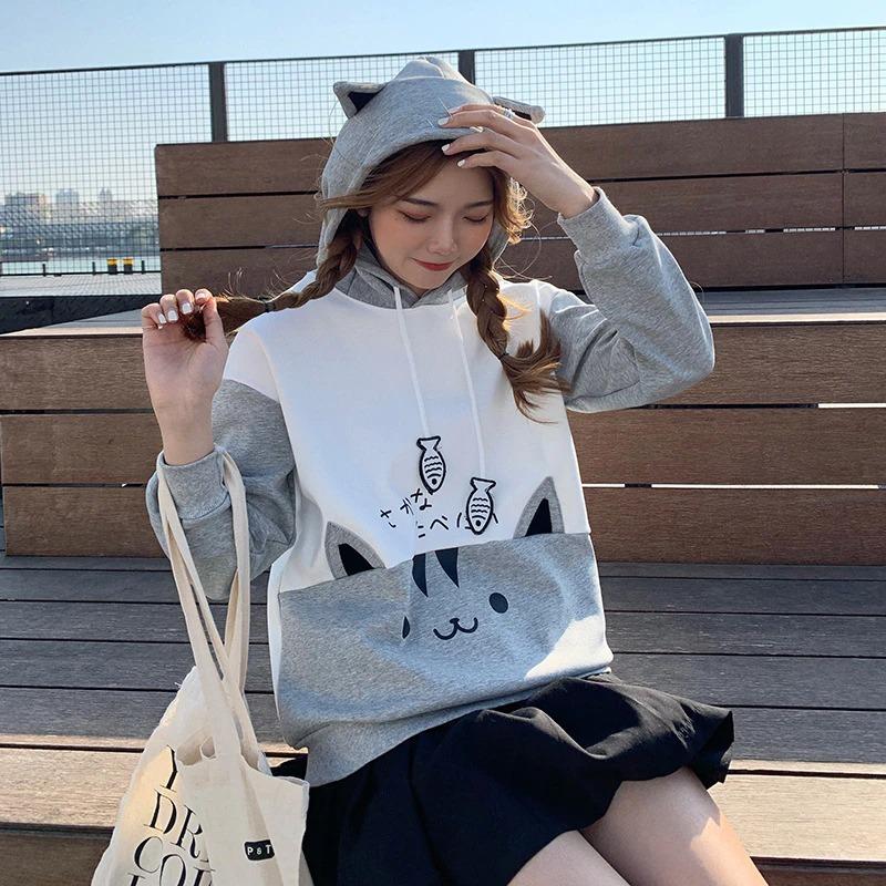 パーカー 猫 猫耳 カジュアル 韓国風 原宿 可愛い ティーン レディース Ch チェリッシュストア 通販 Yahoo ショッピング