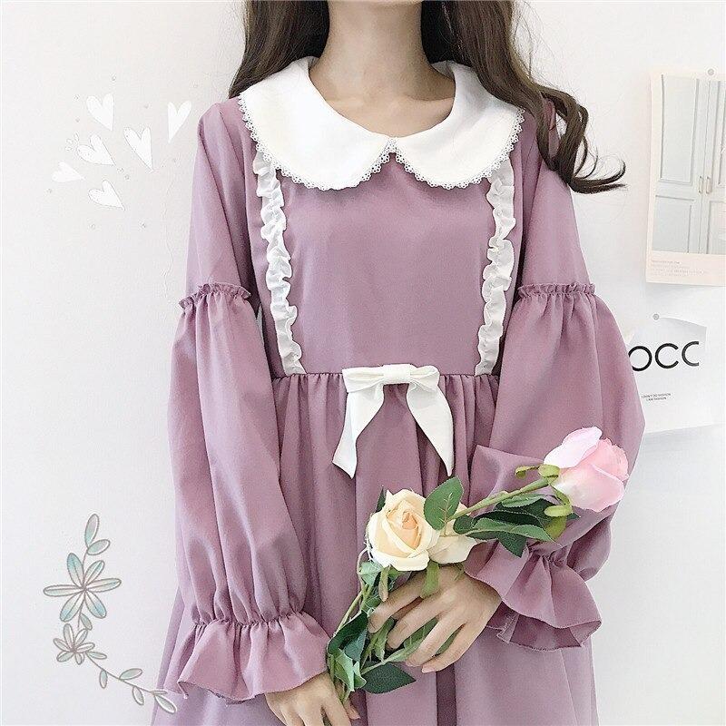 ワンピース 大きな襟 フリル ロリータ ゆめかわ 森ガール 韓国 ティーン 現品限り一斉値下げ