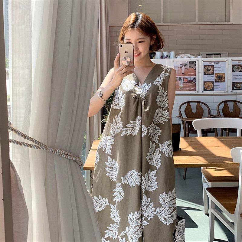 訳ありセール 格安 ワンピース レディース ナチュラル カジュアル ボタニカル 花柄 ノースリーブ ワンピース カラー ベージュ