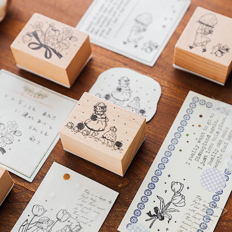 H103 蜜語手紙シリーズ 童話風 女の子 イチゴ 木製スタンプ 全8種セット H103 Cherish365 通販 Yahoo ショッピング
