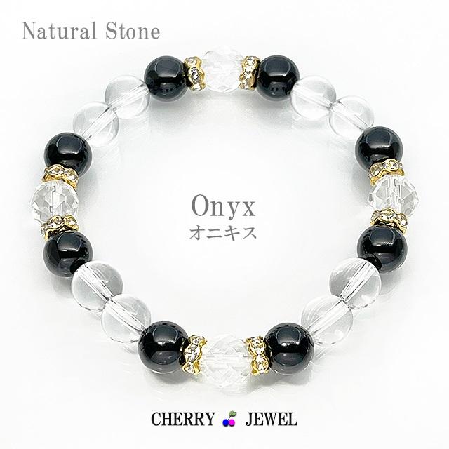 ブレスレット レディース パワーストーン 天然石 オニキス 水晶