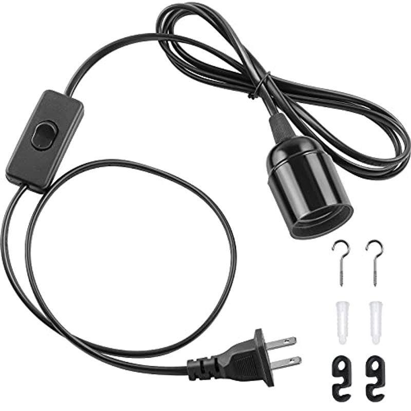 Dicuno コード付きソケット E26 電球ソケット コンセント 吊り下げ スイッチ付き 2m ブラック オシャレ 1