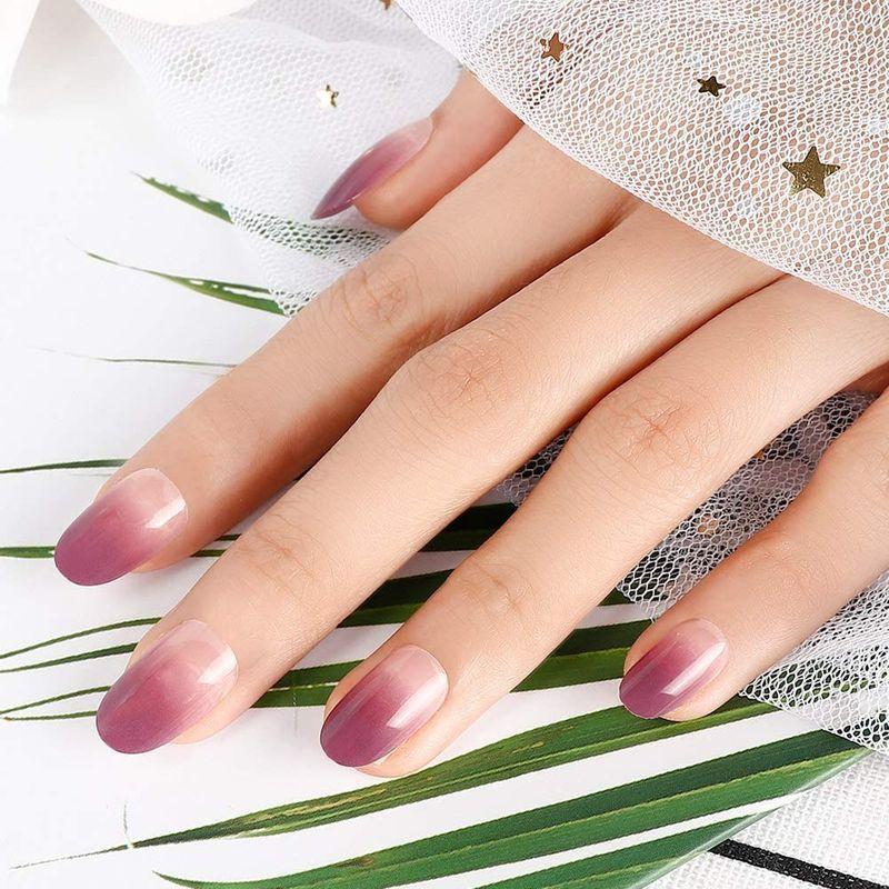 Liarty 24pcs 夢幻 粉紫 グラデーション ネイルチップ ショート 人気 夏 つけ爪 優雅ネイル かわいい 花嫁ネイル チェリー21 通販 Yahoo ショッピング