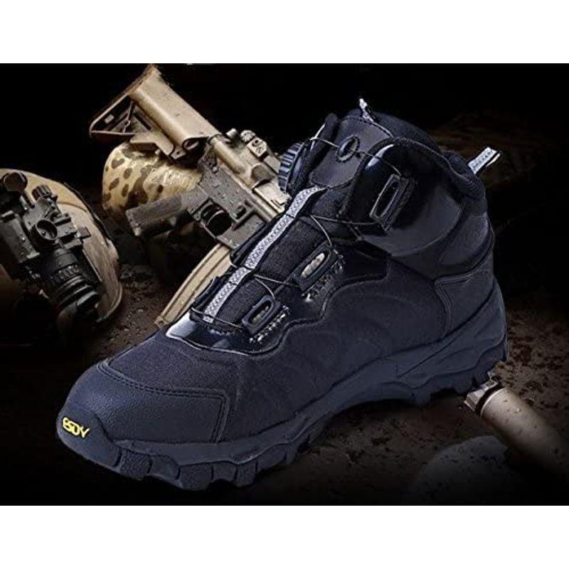 最安値挑戦 Brave Star メンズ アウトドア ダイヤル式 トレッキングシューズ コンバットブーツ ブラック 紐いらずのリール機能付き 軽量 エアーホース リール Www We Job Com