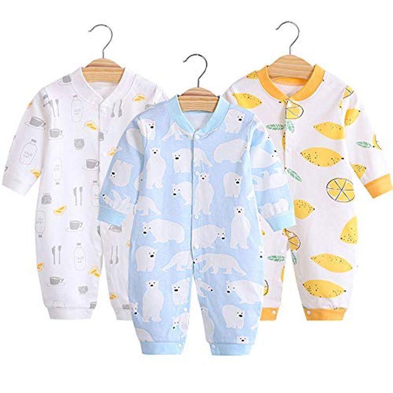 ベビー服 新生児服 3枚セット 綿100 長袖カバーオール 前開きタイプ 新生児 男の子 女の子 かわいい 赤ちゃん服 ロンパース 出産祝 売れ筋がひ贈り物