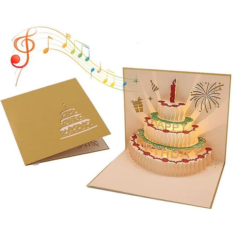 ケーキ 誕生日カード メロディカード ライト付き 3D 立体 バースデー カード ポップアップカード グリーティングカード メッセージカード  :20220122164849-00096:チェリー2021 - 通販 - Yahoo!ショッピング